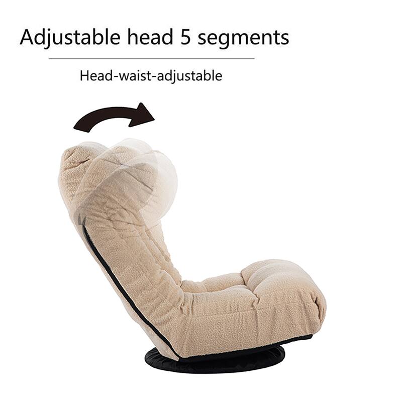 Beige Boucle Upholstered 360° Swivel Armless Manual Leisure Recliner Set with Ottoman, Adjustable Headrest and Backrest