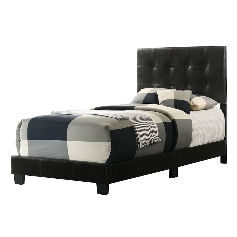 Caldwell Faux Leather Tufted Bed - Black - Twin