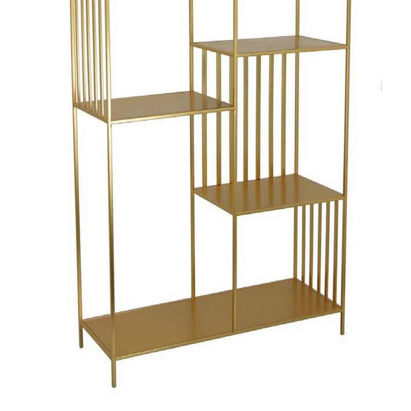 Tandum Plant Display Stand, Gold Metal 6 Shelves, Modern 71 Inch