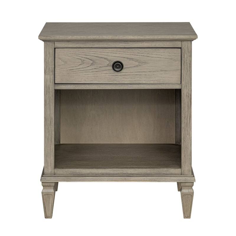 Roomfitters Victoria Nightstand, French Inspired Bedside Table with Storage Drawer and Open Shelf, Antique Brown