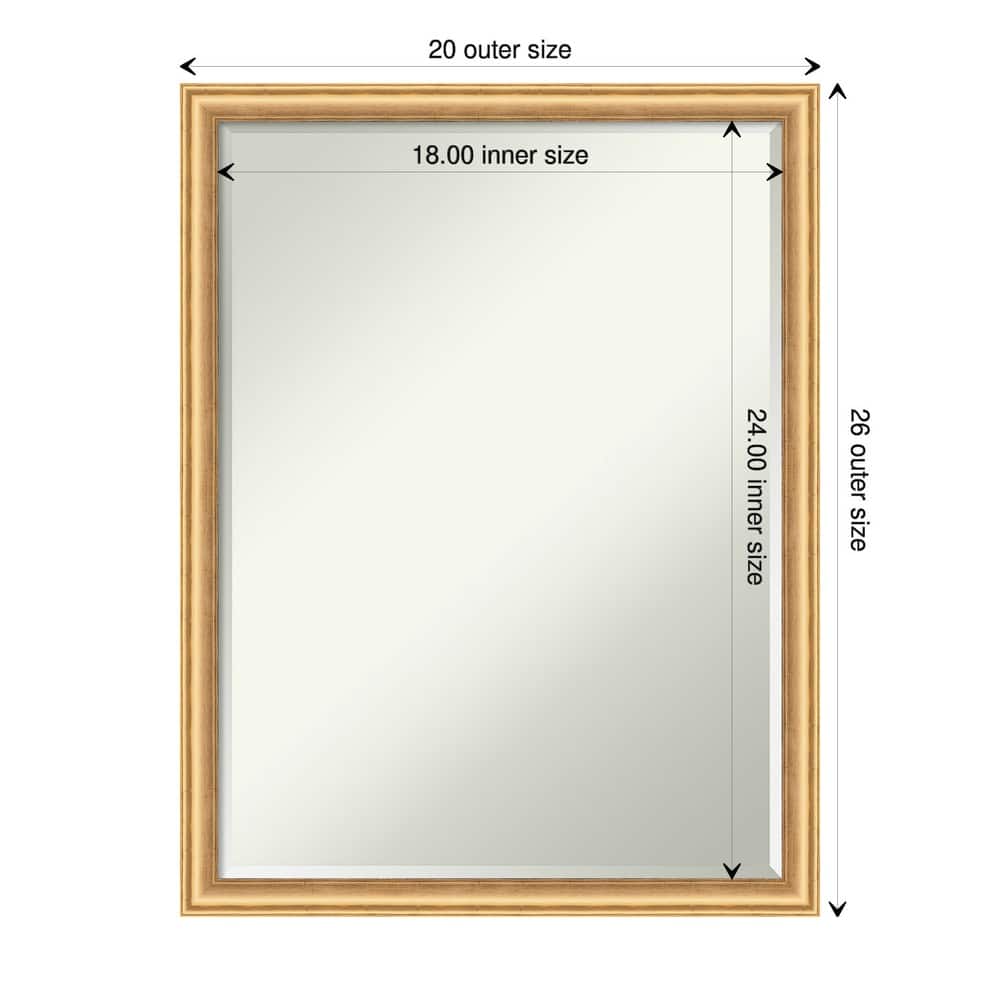 Salon Scoop Half-Inch-Bevel Wood Framed Bathroom Vanity Wall Mirror - Glass Size 18x24