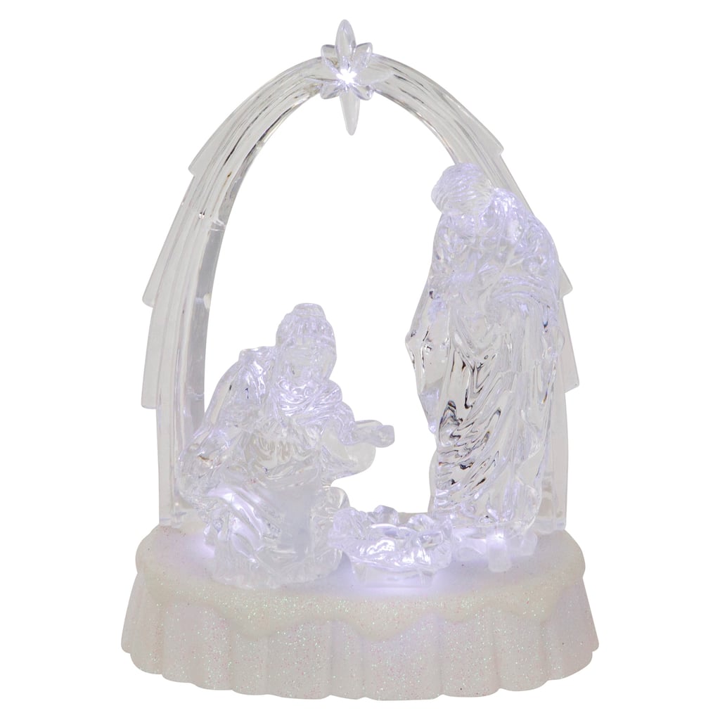 7" LED Lighted Musical Icy Crystal Nativity Scene Christmas Decoration