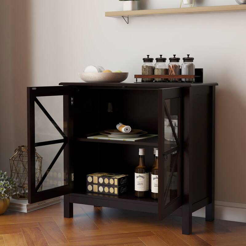 Kitchen cabinet with double glass doors