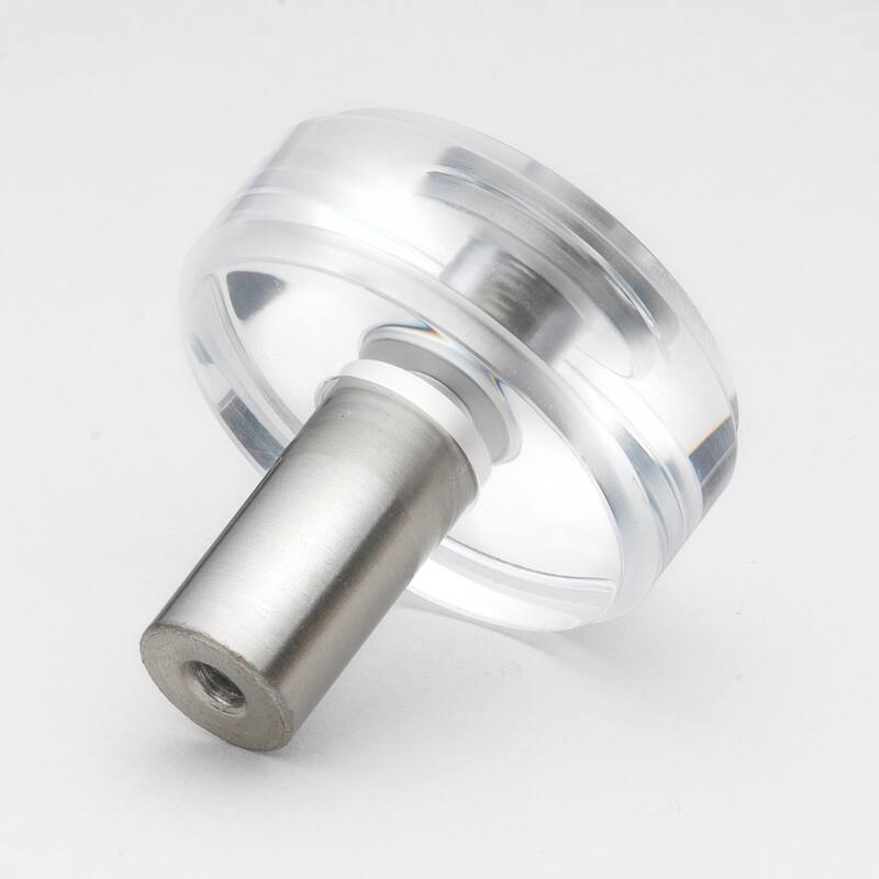 GlideRite 1-1/2 in. Round Clear Cabinet Knobs, Satin Nickel (5-Pk) - Satin Nickel
