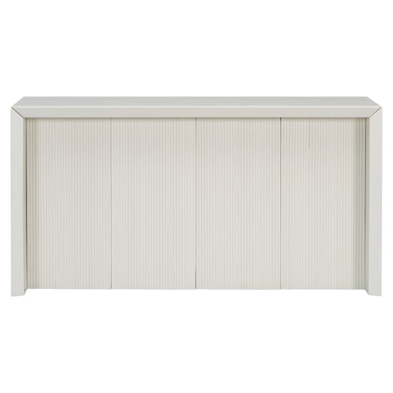 59" Wood Veneer Simple Entryway Table with Wavy Design