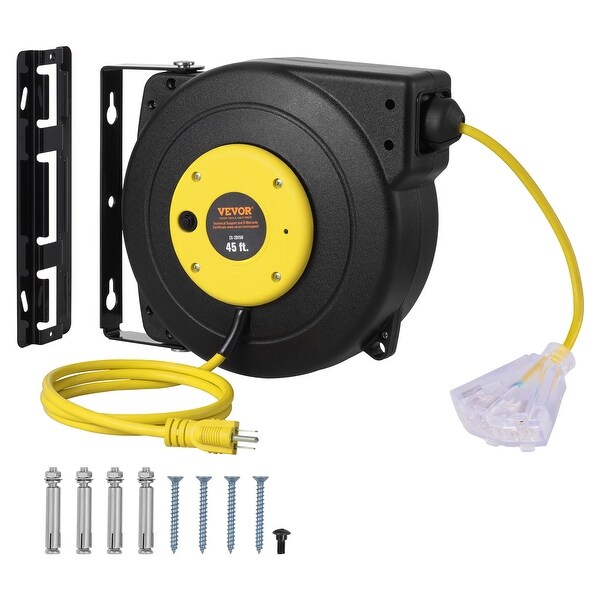 Retractable Extension Cord Reel, SJTOW Retractable Power Cord