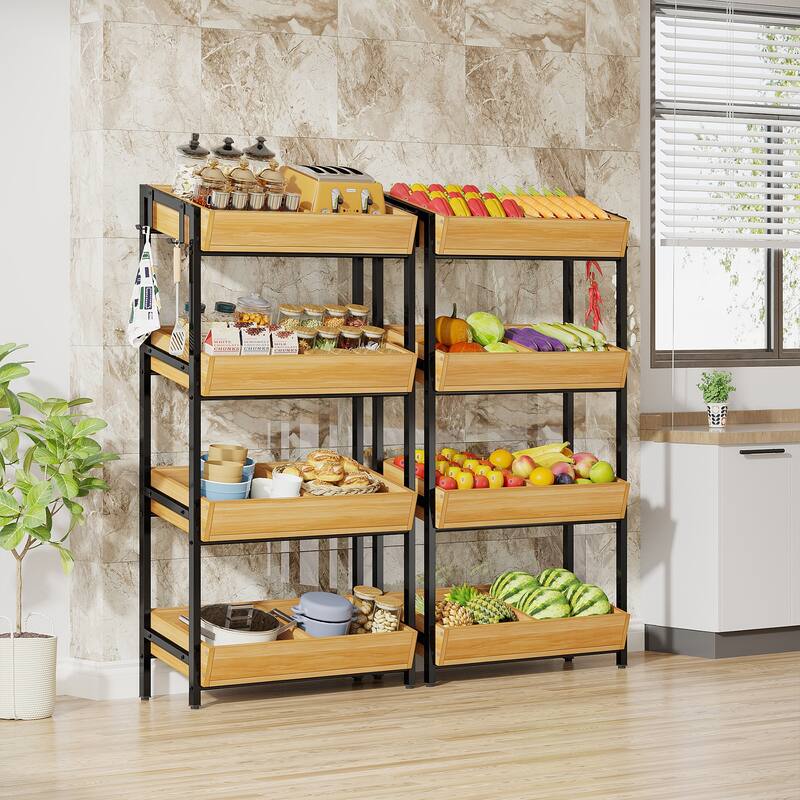 4-Tier Fruit Vegetable Storage Retail Displays Rack Stand for Kitchen Supermarket