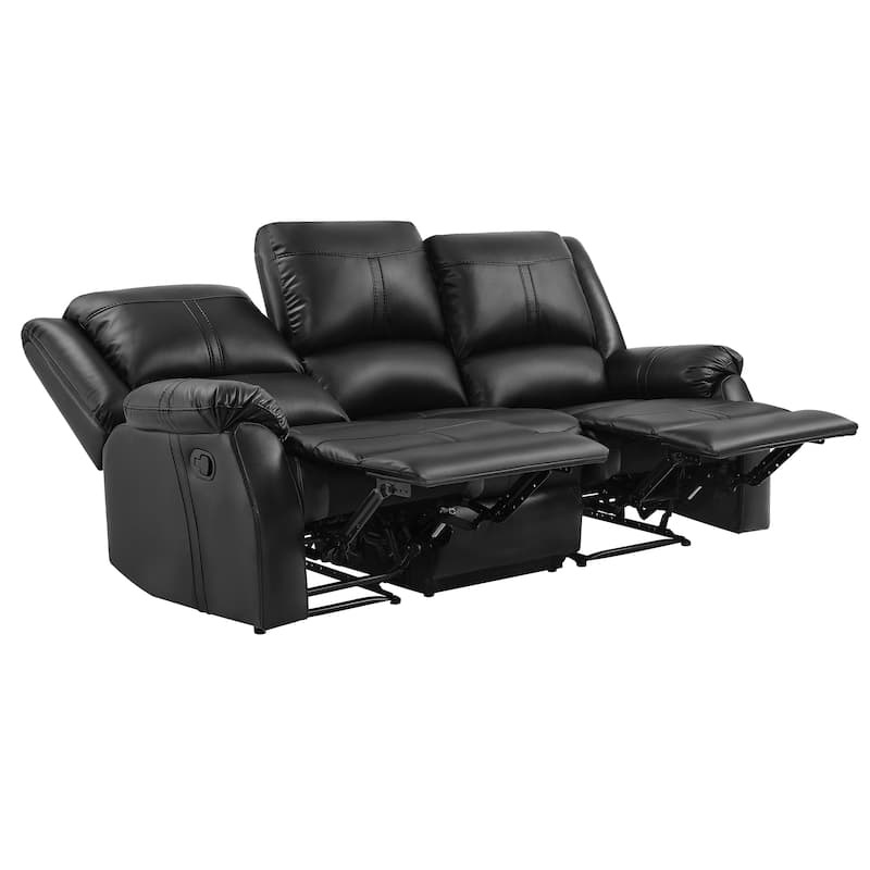 Manual Recliner,Faux Leather Reclining Sofa Set, 3-Seater Reclining Sofas For Living Room - 80.7"W X 37.4"D X 39.8"H
