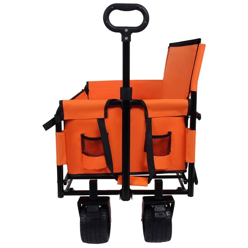 3-in-1 Convertible Folding Wagon Cart with Bench Seat & Rear-Mounted Folding Tabletop