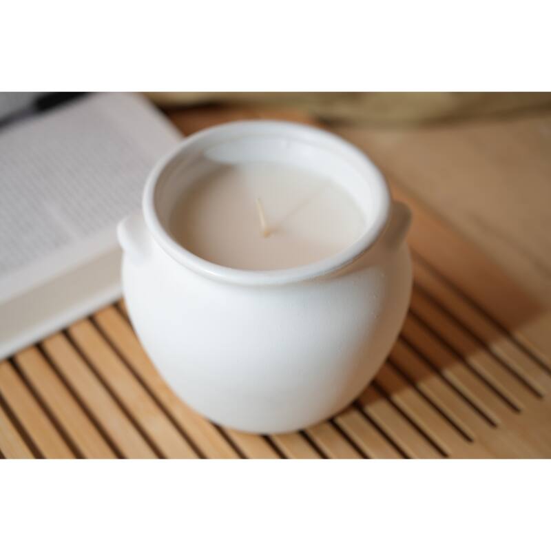 5in Sandwhite Ceramic Urn Candle - 23 oz