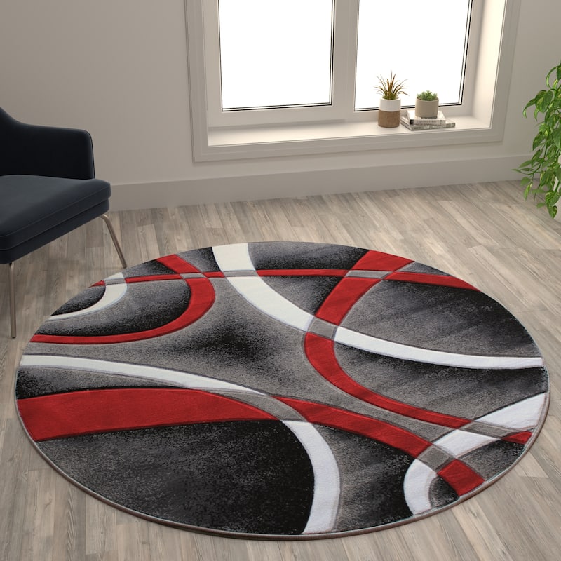 Modern Ribboned Design High-Low Pile Abstract Area Rug