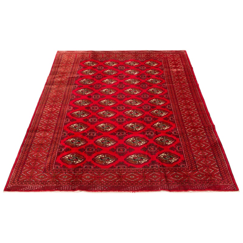 ECARPETGALLERY Hand-knotted Teimani Red Wool Rug - 6'4 x 9'0