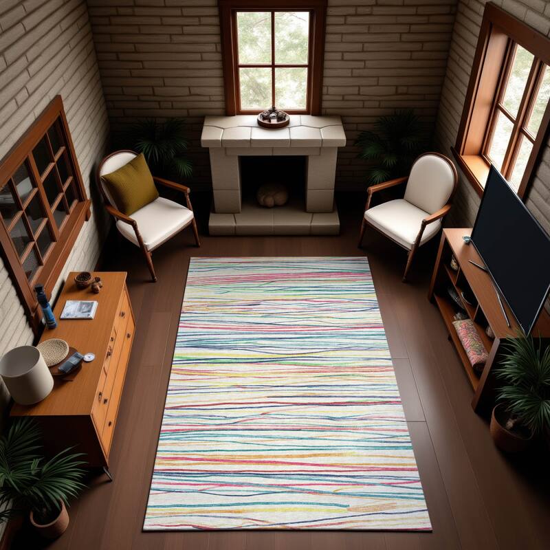 Premium Washable Super Soft Stripes Mayfield Rug - Ivory - 2'6" x 3'10"