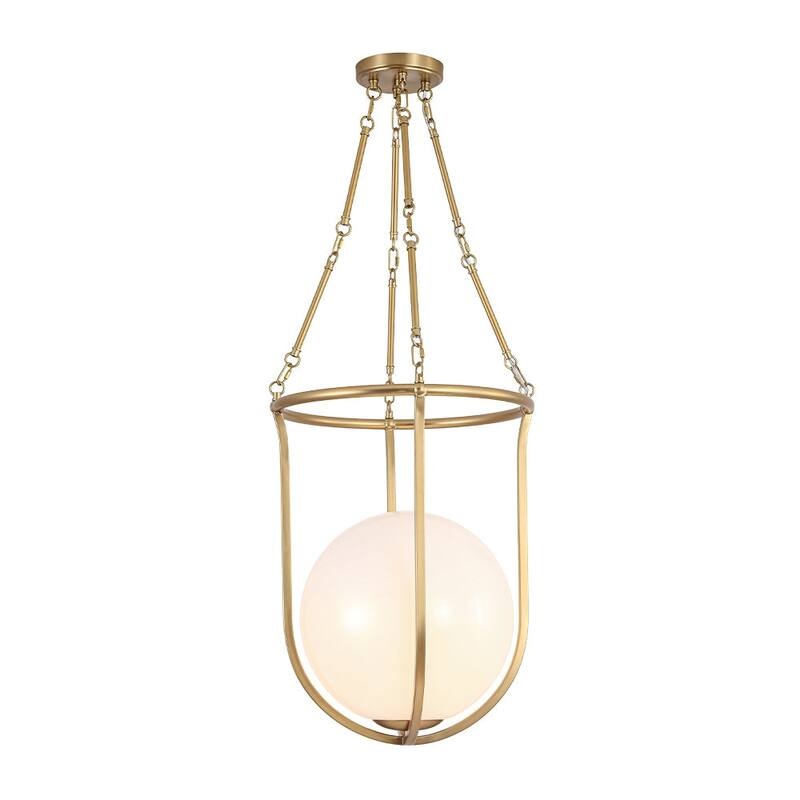 Mid-century 1-Light Glossy Glass Caged Semi-flush Mount - 17.7 in