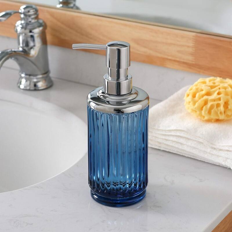 Blue Glass Bathroom Accessories Set