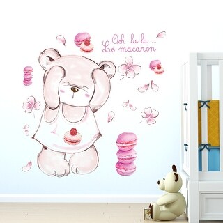 Walplus Pink Macaron Bear Wall Sticker Wall Art Nursery Decor Decal