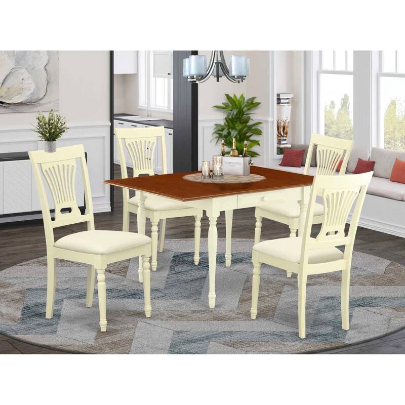 5-Piece Buttermilk and Cherry Solid Wood Top - Dining Room Set - Seats 4