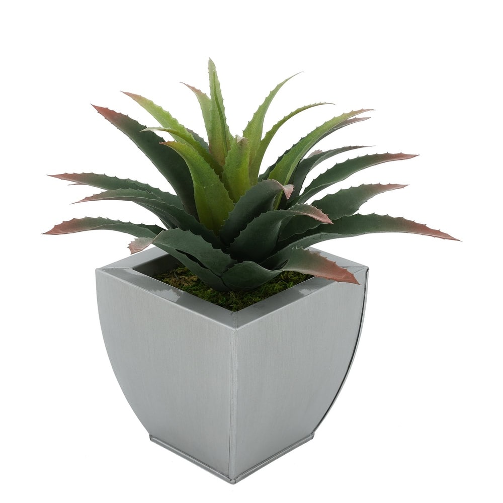 Faux Star Succulent in Tapered Zinc Planter