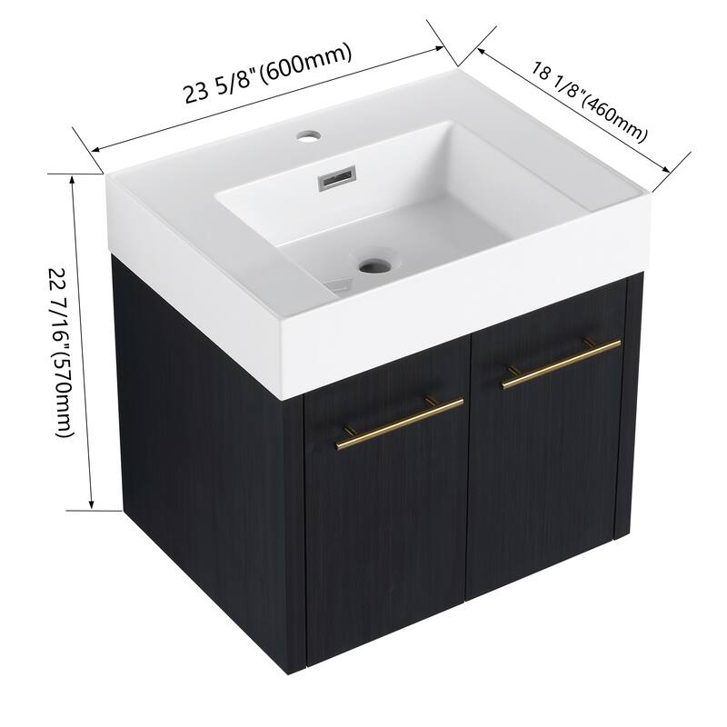 GDFStudio - Blair Wall-Mounted Bathroom Vanity with Thick-Edge Resin Sink