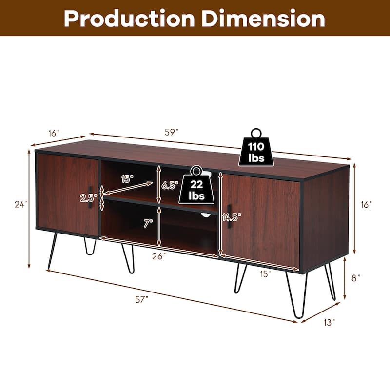 Costway 59'' TV Stand Entertainment Center Media Console Storage - See Details