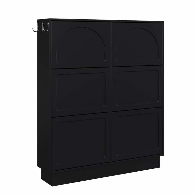 Modern Elegant Narrow Tipping Bucket Shoe Cabinet with 6 Flip Drawers