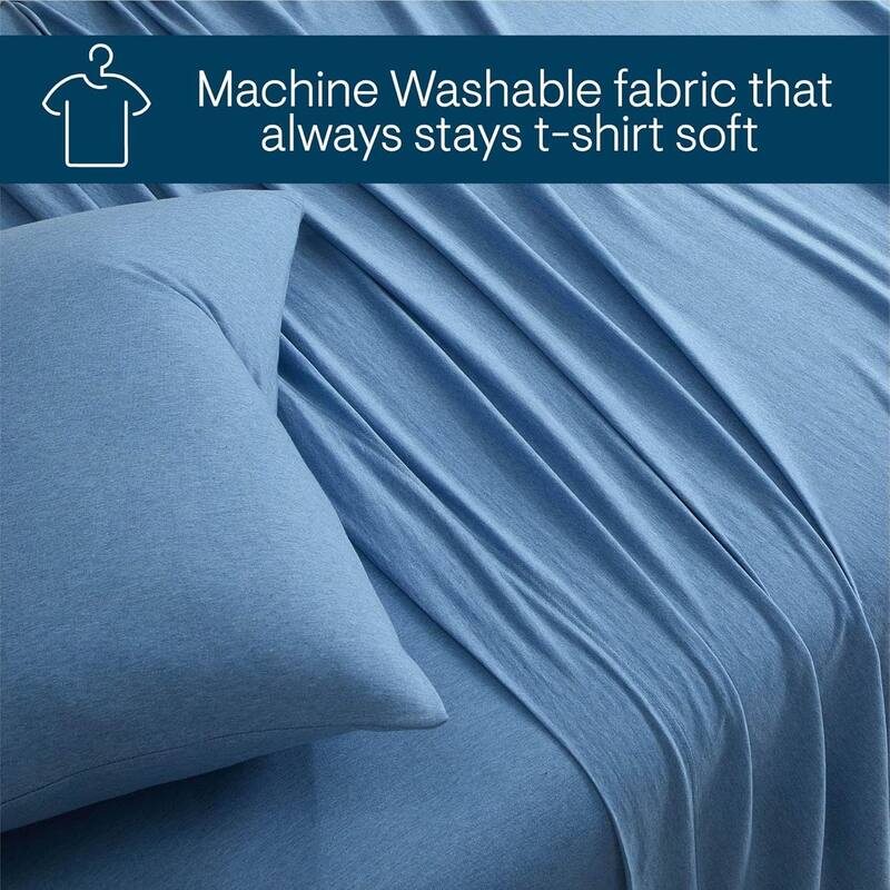 Aeropostale Super Soft Heather Blue Jersey Knit Sheet Set All-Season Comfort