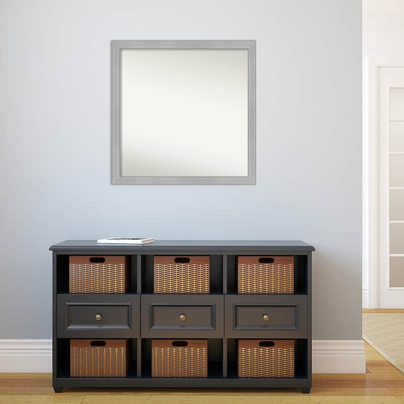 Non-Beveled Bathroom Wall Mirror - Vista Brushed Nickel Narrow Frame