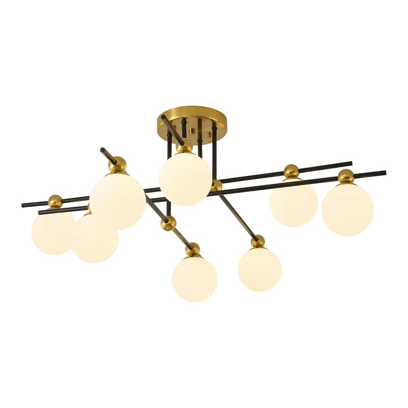 8 - Light Dimmable Sputnik Sphere Semi Flush Mount - Brushed Gold