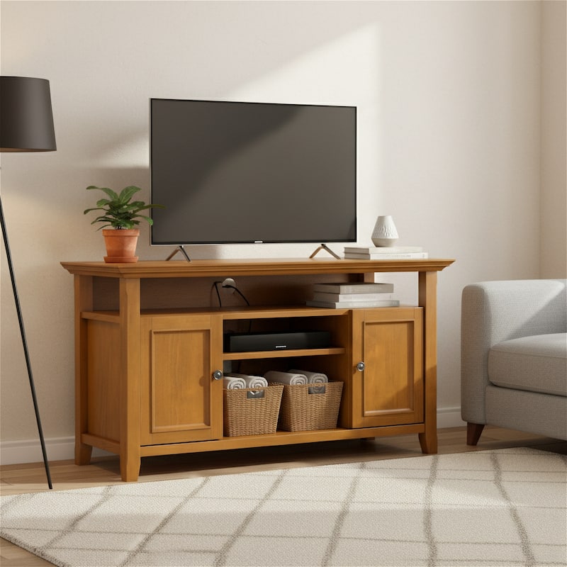 WYNDENHALL Halifax 54 inch Wide Solid Wood Transitional TV Stand - 54'' W x 18.9'' D x 31.9'' H