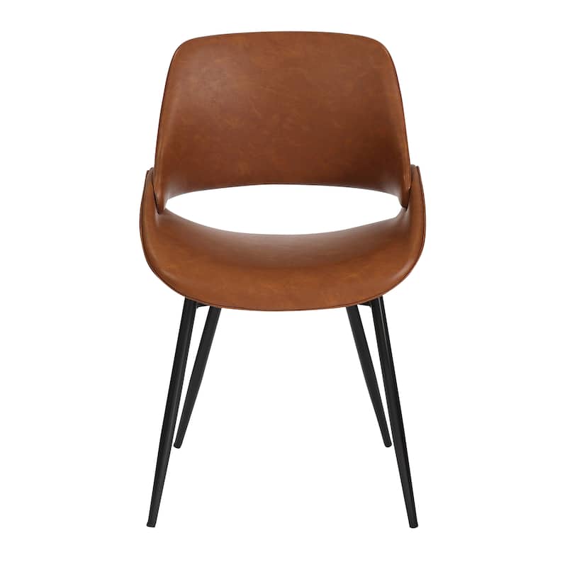 Carson Carrington Svellingen Dining Chair with Tapered Metal Legs (Set of 2) - Camel Faux Leather/Black Metal