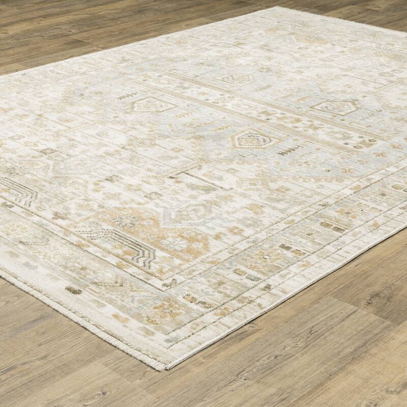 Style Haven Lucia Vintage Tribal Medallion Pale Blue/Beige Area Rug
