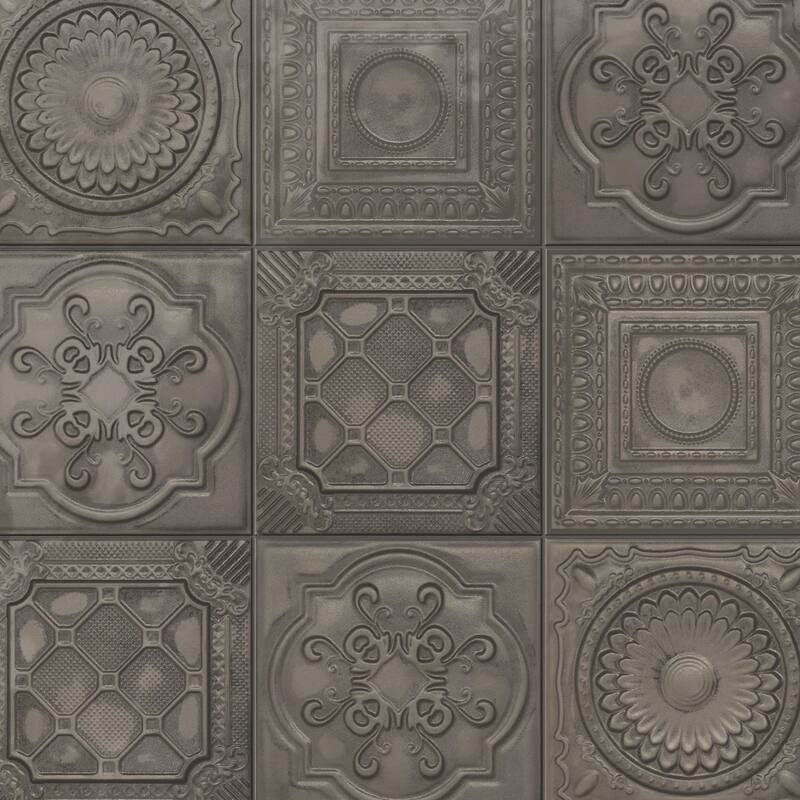 Merola Tile Ritz Metallo Silver 7-7/8" x 7-7/8" Ceramic Wall Tile