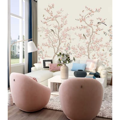 Serene Blossom Hand-Illustrated Chinoiserie Wallpaper Mural