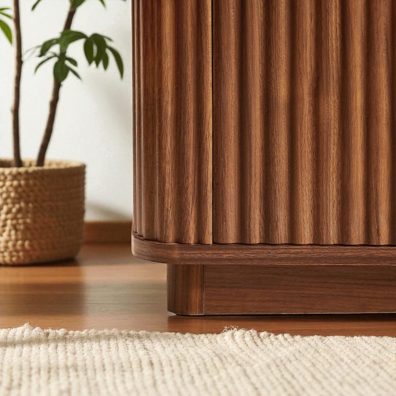 31.5'' Modern Buffet Cabinet Sideboard with Storage, Curved Wave Design Accent Cabinet for Dining Room & Entryway