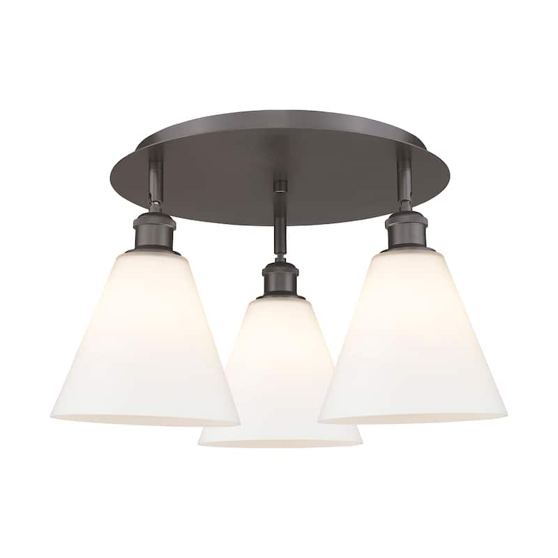 Innovations Lighting Berkshire - 3 Light 20" Flush Mount - Oil Rubbed Bronze/Matte White