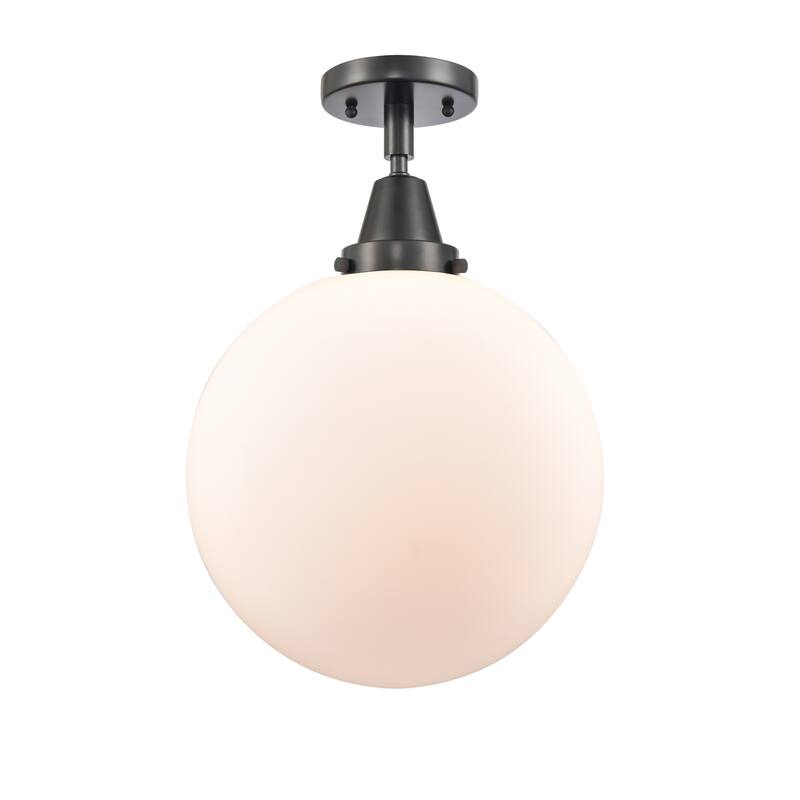 Innovations Lighting Caden Beacon - 1 Light 12" Flush Mount - Matte White/Matte Black