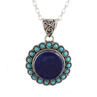 NOVICA Glamorous Bloom, Lapis lazuli pendant necklace