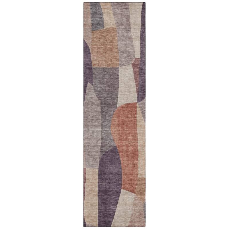 Machine Washable Indoor/ Outdoor Contemporary Layers Chantille Rug