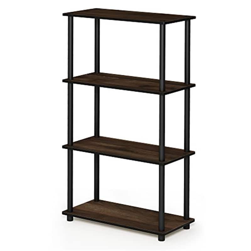 4 Tiers Wood Household Shelving Unit in Walnut/Black (23.6 in. W x 43.25 in. H x 11.6 in. D) - 23.6