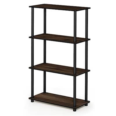 4 Tiers Wood Household Shelving Unit in Walnut/Black (23.6 in. W x 43.25 in. H x 11.6 in. D) - 23.6