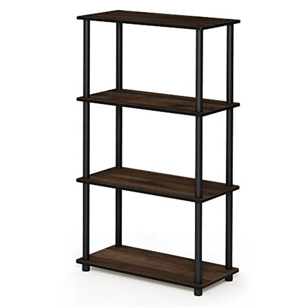 4 Tiers Wood Household Shelving Unit in Walnut/Black (23.6 in. W x 43.25 in. H x 11.6 in. D) - 23.6