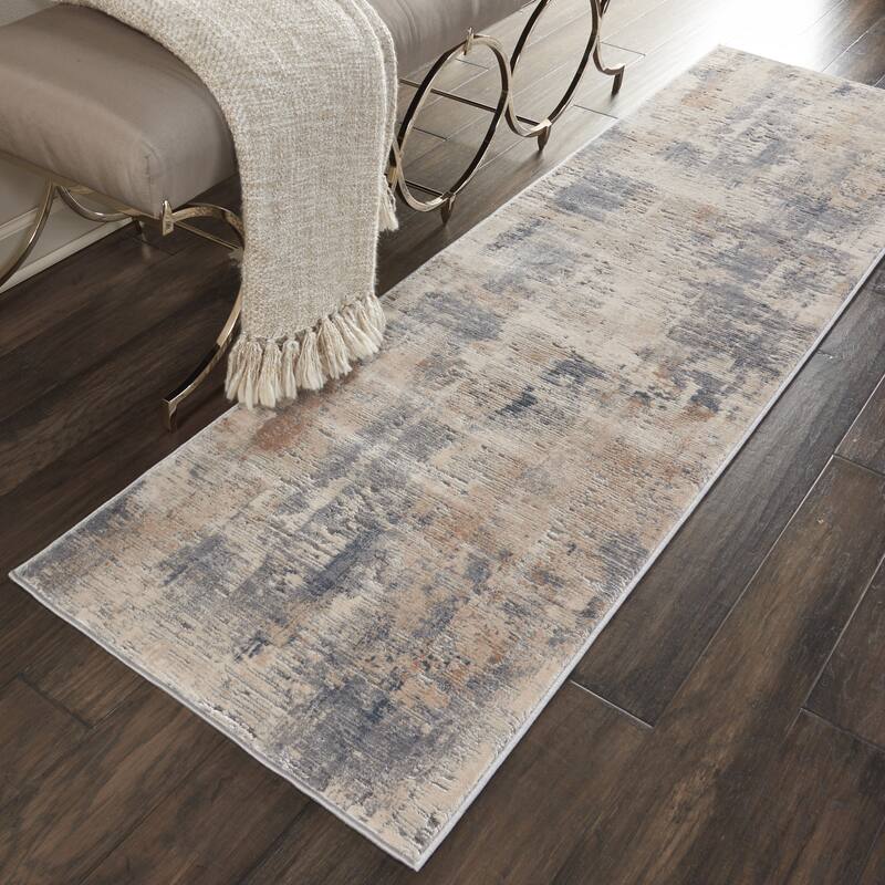 Rustic Textures Modern Transitional Abstract Area Rug - 2' 2" x 7' 6" - Beige - Runner