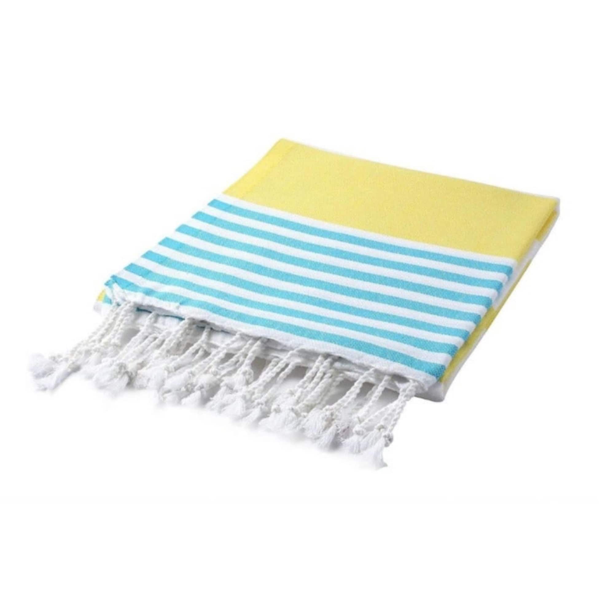 Yellow Turquoise Beach Towel - Striped Authentic 100% Turkish Cotton ...