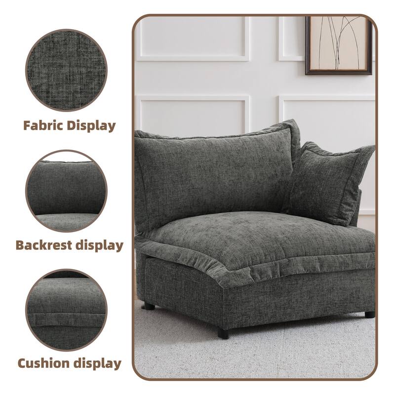 Upholstered Chenille Arm Club Chair Cloud corner cahir