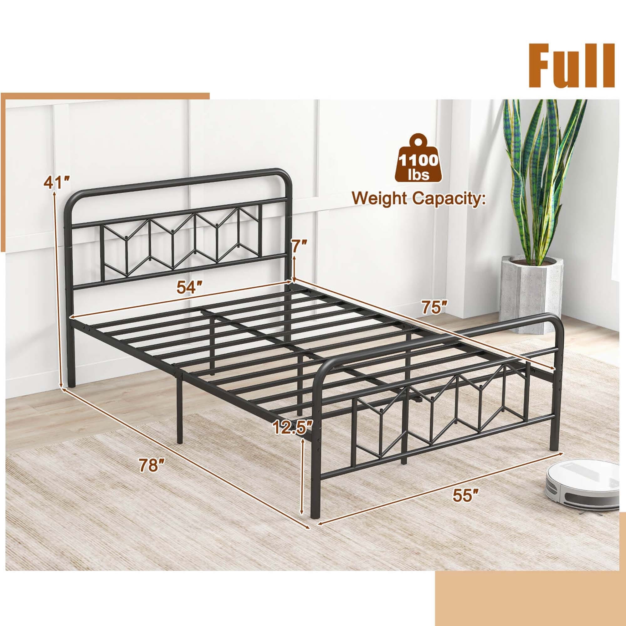 Twin/Full/Queen/King Metal Bed Frame Slats Support Mattress Foundation