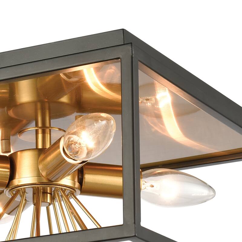 Elk Home Spark Matte Black With Clear Glass 4 Light Flush Mount