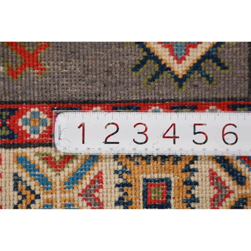 Gray Kazak Foyer Rug Hand-Knotted Wool Carpet - 2'9"x 4'1"