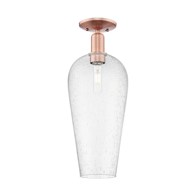 Innovations Lighting 716-1C-21-8 Chelsea Semi-Flush Chelsea 8" Wide - Antique Copper / Seedy Deco Swirl