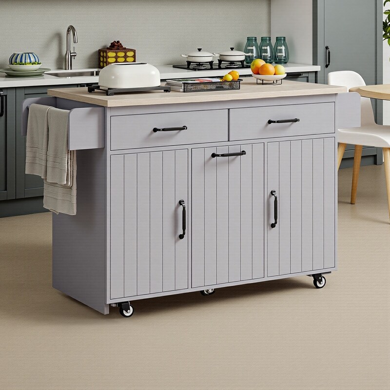 Spruce & Spring Alger Kitchen Island with Trash Can Storage
