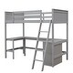 preview thumbnail 41 of 50, Twin Size Wooden Loft Bed With Shelves and Desk for Home